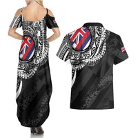 Hawaii King Flag Couples Matching Summer Maxi Dress and Hawaiian Shirt Hawaiian Maile Lei LT05 - Polynesian Pride