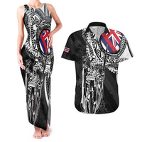 Hawaii King Flag Couples Matching Tank Maxi Dress and Hawaiian Shirt Hawaiian Maile Lei LT05 Black - Polynesian Pride
