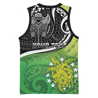 Personalised New Zealand Cook Islands Basketball Jersey Maori Tiki With Circle Stars Turtle LT05 - Polynesian Pride