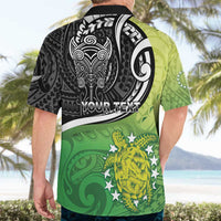 Personalised New Zealand Cook Islands Hawaiian Shirt Maori Tiki With Circle Stars Turtle LT05 - Polynesian Pride