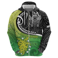 Personalised New Zealand Cook Islands Hoodie Maori Tiki With Circle Stars Turtle LT05 - Polynesian Pride