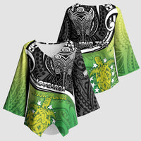 Personalised New Zealand Cook Islands Kimono Sleeve Blouse Maori Tiki With Circle Stars Turtle LT05 - Polynesian Pride
