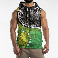 Personalised New Zealand Cook Islands Sleeveless Zip Hoodie Maori Tiki With Circle Stars Turtle LT05 - Polynesian Pride