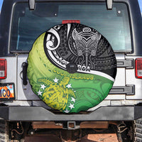 New Zealand Cook Islands Spare Tire Cover Maori Tiki With Circle Stars Turtle LT05 Multicolor - Polynesian Pride