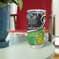 Personalised New Zealand Cook Islands Tumbler Cup Maori Tiki With Circle Stars Turtle LT05 - Polynesian Pride