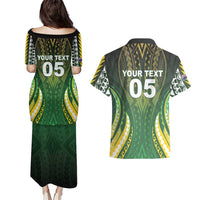 Custom Cook Islands Rugby Couples Matching Puletasi and Hawaiian Shirt Unique Style Green Version - Polynesian Pride