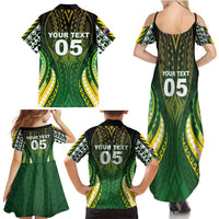 Custom Cook Islands Rugby Family Matching Summer Maxi Dress and Hawaiian Shirt Unique Style Green Version LT05 - Polynesian Pride