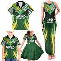 Custom Cook Islands Rugby Family Matching Tank Maxi Dress and Hawaiian Shirt Unique Style Green Version LT05 - Polynesian Pride