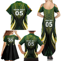 Custom Cook Islands Rugby Family Matching Summer Maxi Dress and Hawaiian Shirt Unique Style Black Version LT05 - Polynesian Pride
