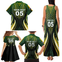 Custom Cook Islands Rugby Family Matching Tank Maxi Dress and Hawaiian Shirt Unique Style Black Version LT05 - Polynesian Pride