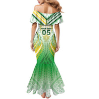 Custom Cook Islands Rugby Family Matching Mermaid Dress and Hawaiian Shirt Unique Style White Version LT05 - Polynesian Pride
