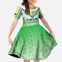 Custom Cook Islands Rugby Family Matching Short Sleeve Bodycon Dress and Hawaiian Shirt Unique Style White Version LT05 Daughter's Dress White - Polynesian Pride