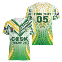 Custom Cook Islands Rugby Women V-Neck T-Shirt Unique Style White Version - Polynesian Pride