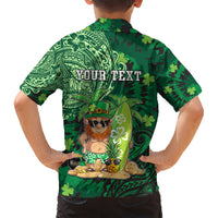 Personalised Hawaii St.Patrick Day Kid Hawaiian Shirt Surfing Leprechaun LT05 - Polynesian Pride