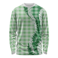 Green Hawaii Palaka Long Sleeve Shirt Hawaiian Honohono Lei
