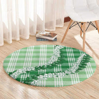 Green Hawaii Palaka Round Carpet Hawaiian Honohono Lei