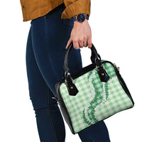 Green Hawaii Palaka Shoulder Handbag Hawaiian Honohono Lei