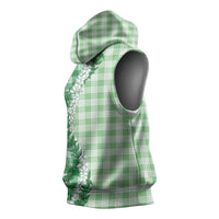 Green Hawaii Palaka Sleeveless Hoodie Hawaiian Honohono Lei