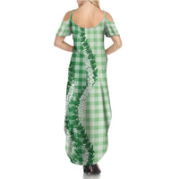 Green Hawaii Palaka Summer Maxi Dress Hawaiian Honohono Lei LT05 - Polynesian Pride