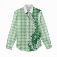 Green Hawaii Palaka Women Casual Shirt Hawaiian Honohono Lei LT05 - Polynesian Pride