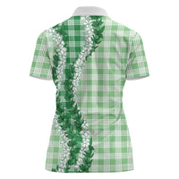 Green Hawaii Palaka Women Polo Shirt Hawaiian Honohono Lei LT05 - Polynesian Pride