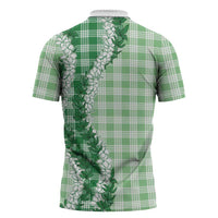 Green Hawaii Palaka Zipper Polo Shirt Hawaiian Honohono Lei LT05 - Polynesian Pride