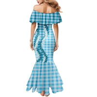 Blue Hawaii Palaka Family Matching Mermaid Dress and Hawaiian Shirt Hawaiian Honohono Lei LT05 - Polynesian Pride