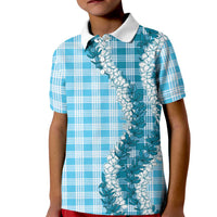 Blue Hawaii Palaka Kid Polo Shirt Hawaiian Honohono Lei