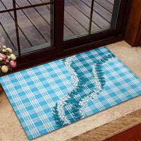 Blue Hawaii Palaka Rubber Doormat Hawaiian Honohono Lei