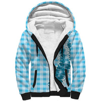 Blue Hawaii Palaka Sherpa Hoodie Hawaiian Honohono Lei