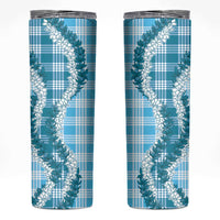 Blue Hawaii Palaka Skinny Tumbler Hawaiian Honohono Lei LT05 Blue - Polynesian Pride