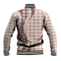 Beige Hawaii Palaka Baseball Jacket Hawaiian Honohono Lei