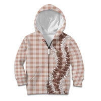 Beige Hawaii Palaka Kid Hoodie Hawaiian Honohono Lei LT05 Zip Hoodie Beige - Polynesian Pride
