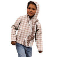 Beige Hawaii Palaka Kid Hoodie Hawaiian Honohono Lei LT05 - Polynesian Pride