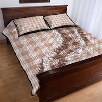 Beige Hawaii Palaka Quilt Bed Set Hawaiian Honohono Lei