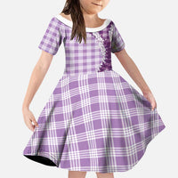 Violet Hawaii Palaka Family Matching Off The Shoulder Long Sleeve Dress and Hawaiian Shirt Hawaiian Honohono Lei LT05 Daughter's Dress Violet - Polynesian Pride