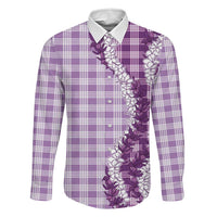 Violet Hawaii Palaka Family Matching Off The Shoulder Long Sleeve Dress and Hawaiian Shirt Hawaiian Honohono Lei LT05 Dad's Shirt - Long Sleeve Violet - Polynesian Pride