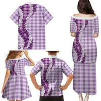 Violet Hawaii Palaka Family Matching Puletasi and Hawaiian Shirt Hawaiian Honohono Lei LT05 - Polynesian Pride