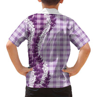 Violet Hawaii Palaka Family Matching Short Sleeve Bodycon Dress and Hawaiian Shirt Hawaiian Honohono Lei LT05 - Polynesian Pride
