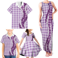Violet Hawaii Palaka Family Matching Tank Maxi Dress and Hawaiian Shirt Hawaiian Honohono Lei LT05 - Polynesian Pride