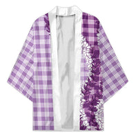 Violet Hawaii Palaka Kimono Hawaiian Honohono Lei