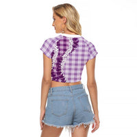 Violet Hawaii Palaka Raglan Cropped T Shirt Hawaiian Honohono Lei
