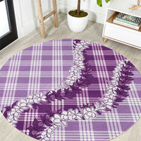 Violet Hawaii Palaka Round Carpet Hawaiian Honohono Lei