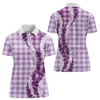 Violet Hawaii Palaka Women Polo Shirt Hawaiian Honohono Lei LT05 - Polynesian Pride