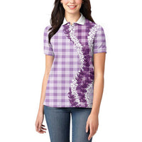 Violet Hawaii Palaka Women Polo Shirt Hawaiian Honohono Lei LT05 - Polynesian Pride