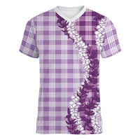 Violet Hawaii Palaka Women V-Neck T-Shirt Hawaiian Honohono Lei LT05 Female Violet - Polynesian Pride