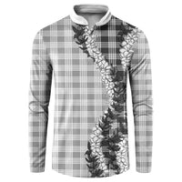 Gray Hawaii Palaka Button Sweatshirt Hawaiian Honohono Lei