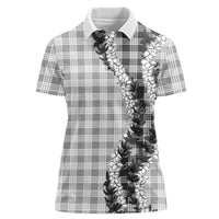 Gray Hawaii Palaka Women Polo Shirt Hawaiian Honohono Lei LT05 Female Gray - Polynesian Pride