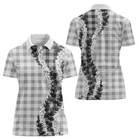 Gray Hawaii Palaka Women Polo Shirt Hawaiian Honohono Lei LT05 - Polynesian Pride