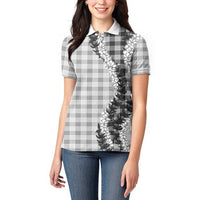 Gray Hawaii Palaka Women Polo Shirt Hawaiian Honohono Lei LT05 - Polynesian Pride